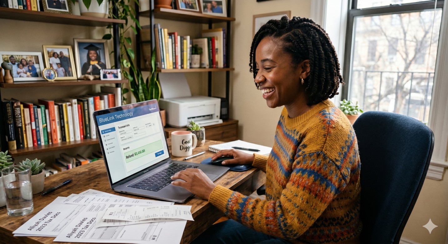 Tax software on laptop